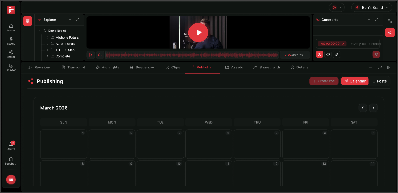 PodCut scheduling calendar