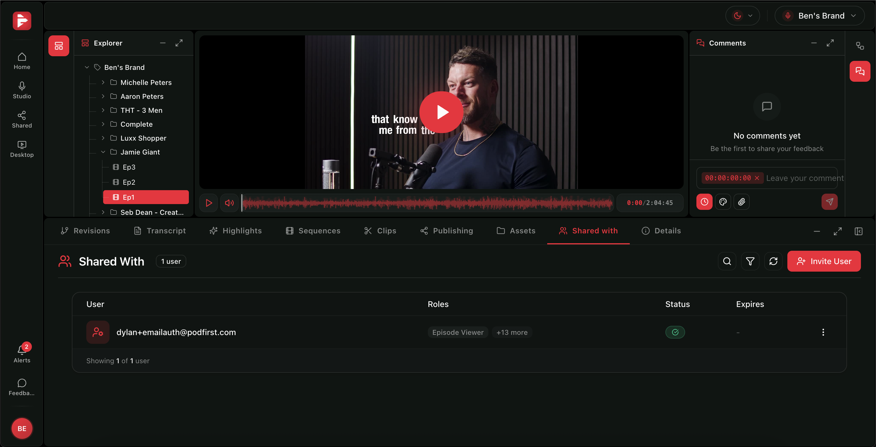 PodCut share and collaborate